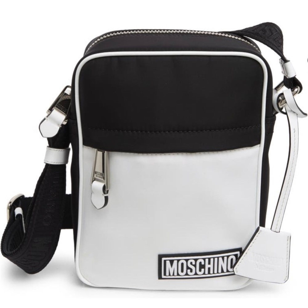 Moschino compact crossbody bag.